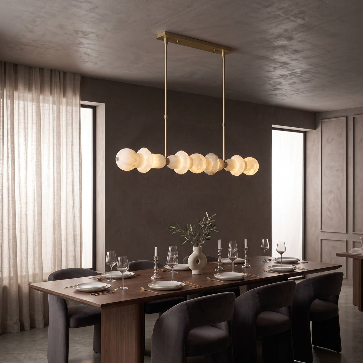 Belmont Brass Alabaster Linear Chandelier
