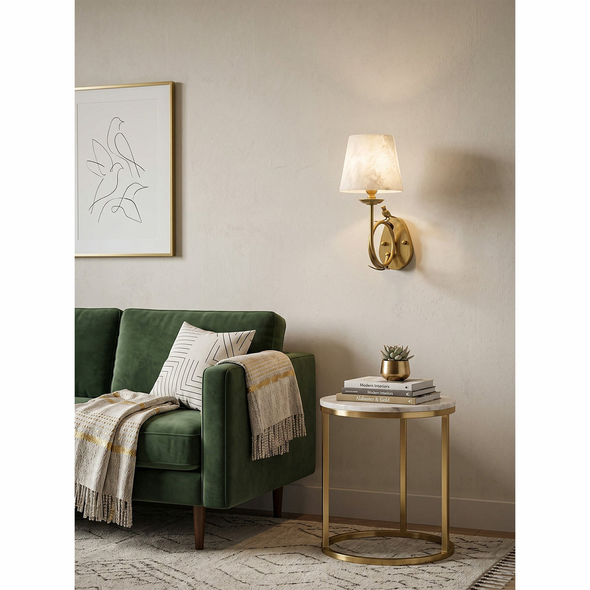 Bird Alabaster Wall Sconce