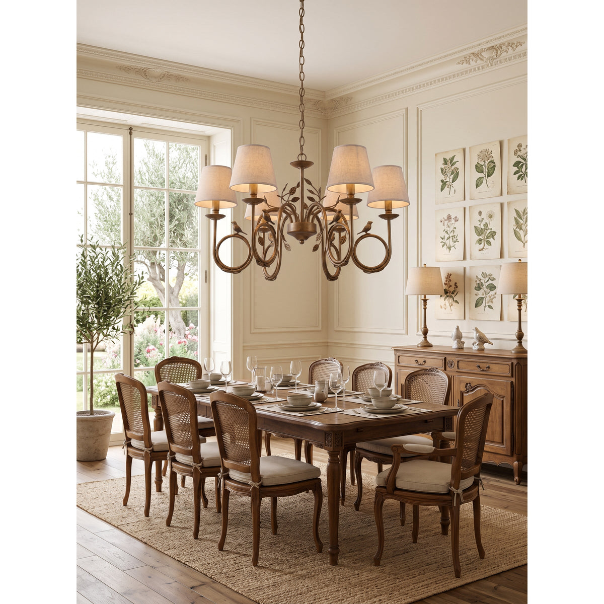 Bird Fabric Chandelier