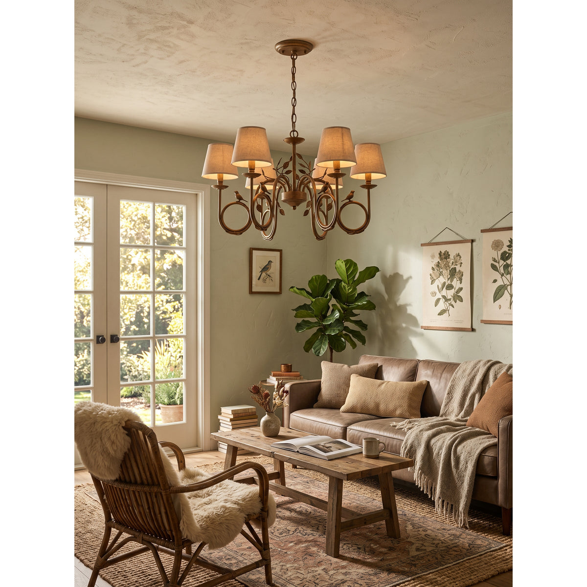 Bird Fabric Chandelier