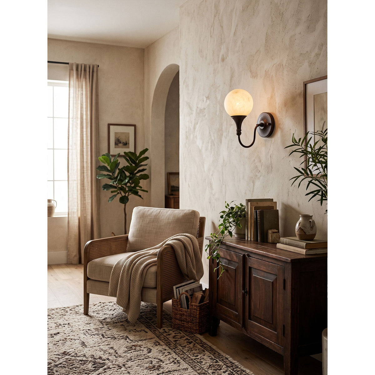 Bragan Alabaster Wall Sconce