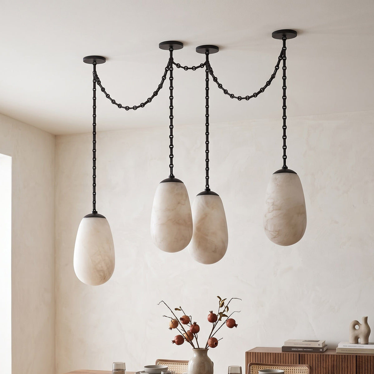 Bruckner Chain Alabaster Chandelier
