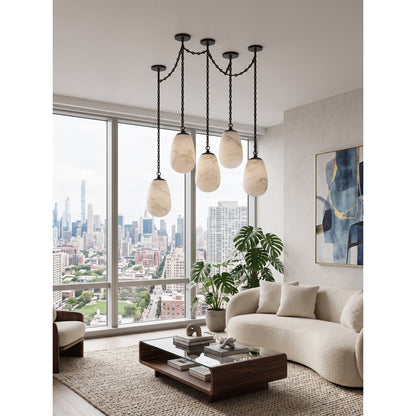 Bruckner Chain Alabaster Chandelier