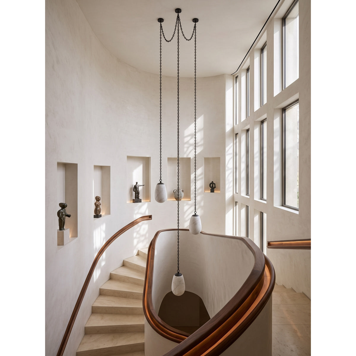 Bruckner Chain Alabaster Chandelier