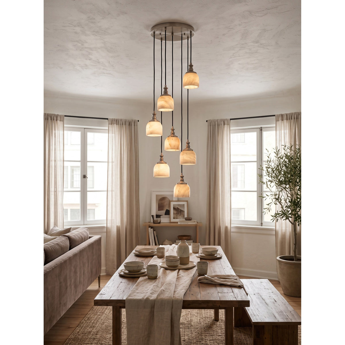 Chart Alabaster Cluster Chandelier
