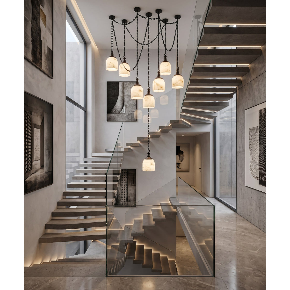 Chart Chain Alabaster Chandelier