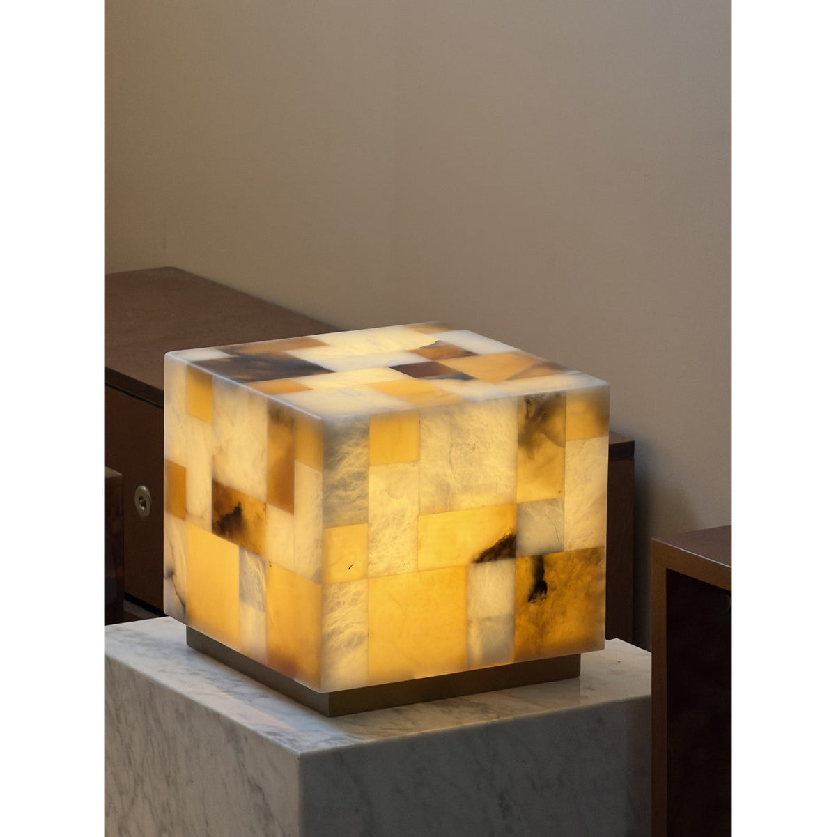 Checkerboard Alabaster Table Lamp
