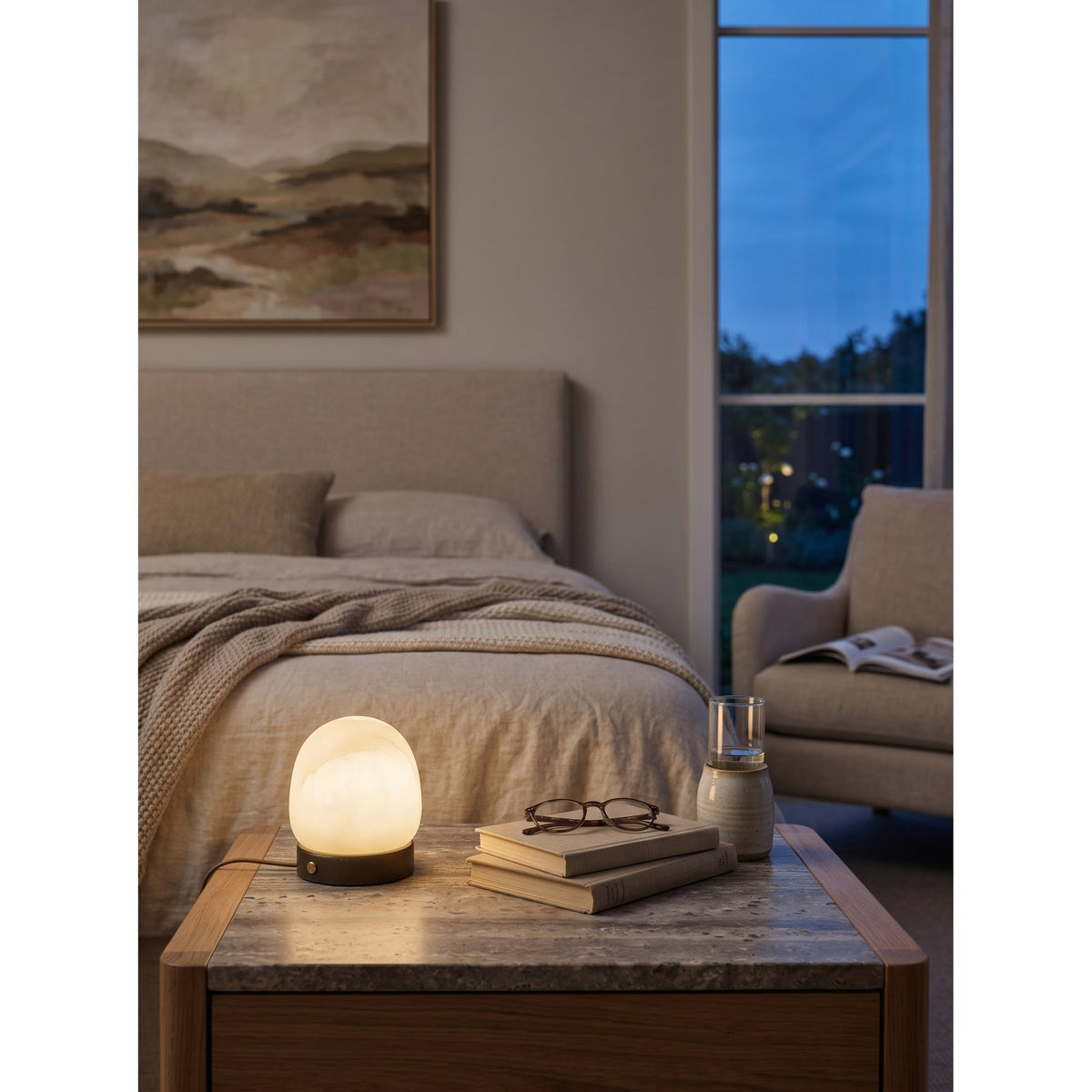 Cosmo Glow Alabaster Table Lamp (Built-in Battery)