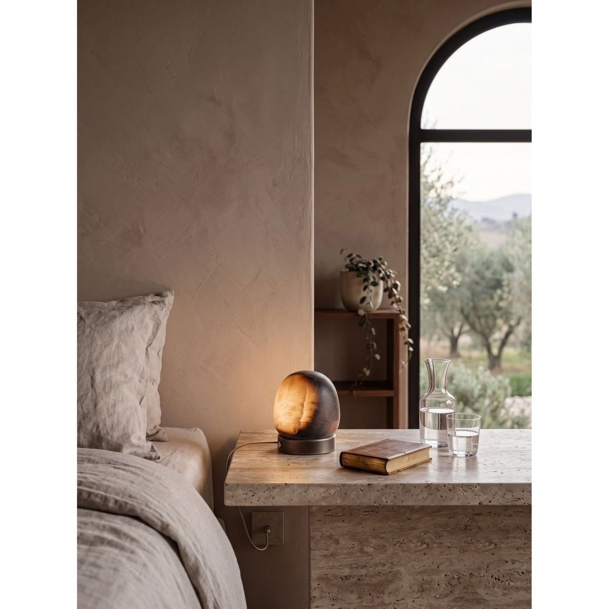 Cosmo Glow Alabaster Table Lamp (Built-in Battery)