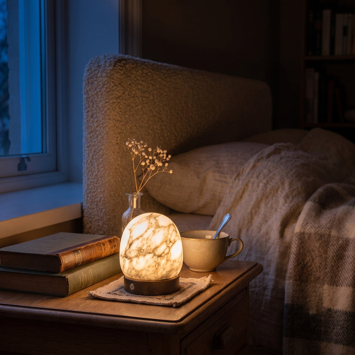 Cosmo Glow Alabaster Table Lamp (Built-in Battery)