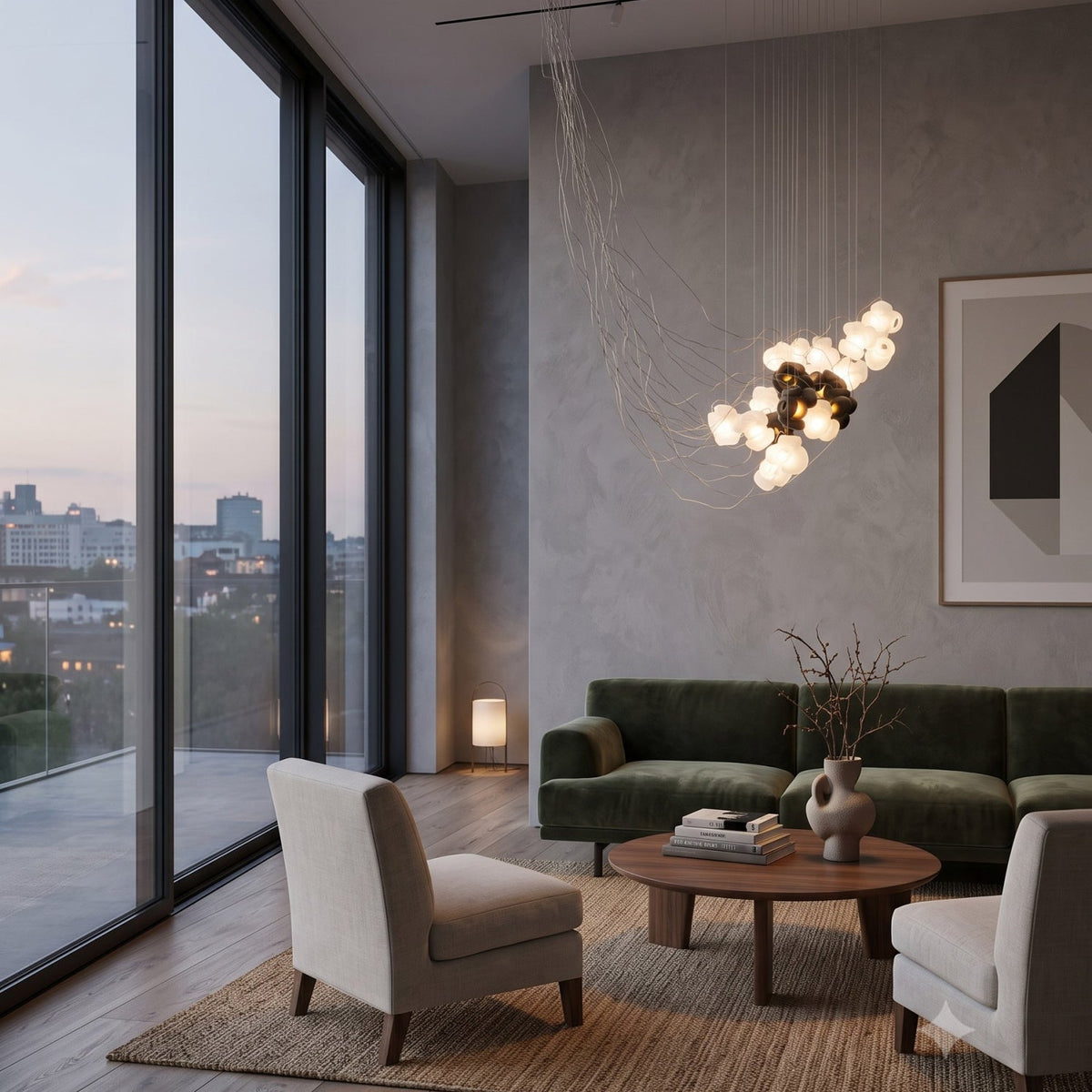 Cumulus Sculptural Glass Cluster Chandelier