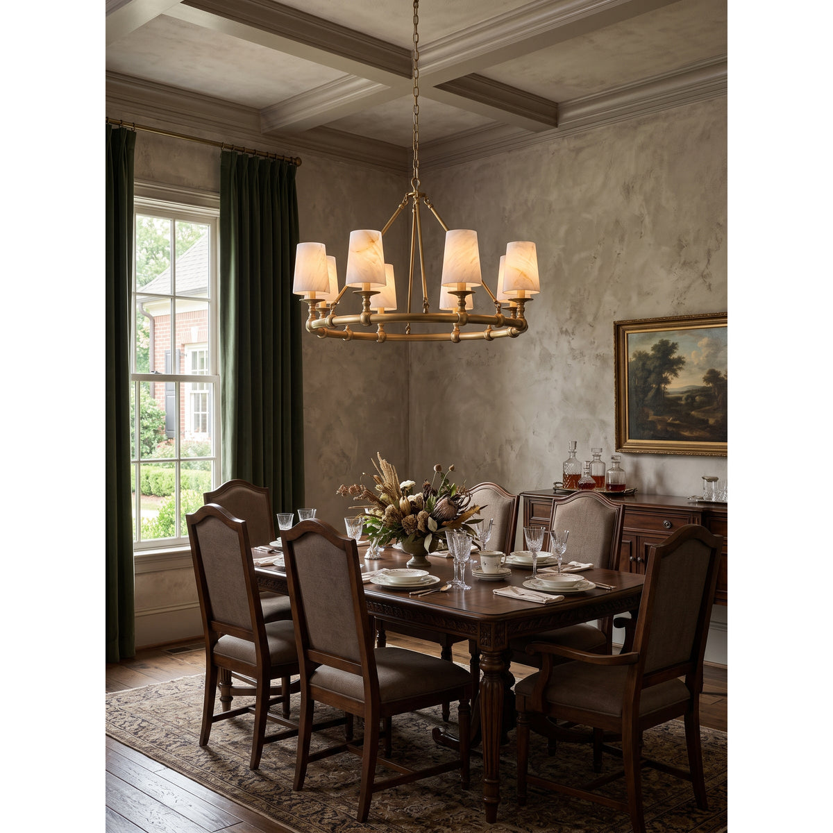 Devon Round Alabaster Chandelier
