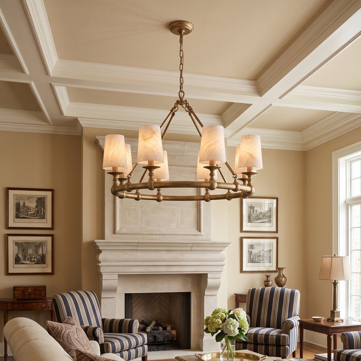 Devon Round Alabaster Chandelier