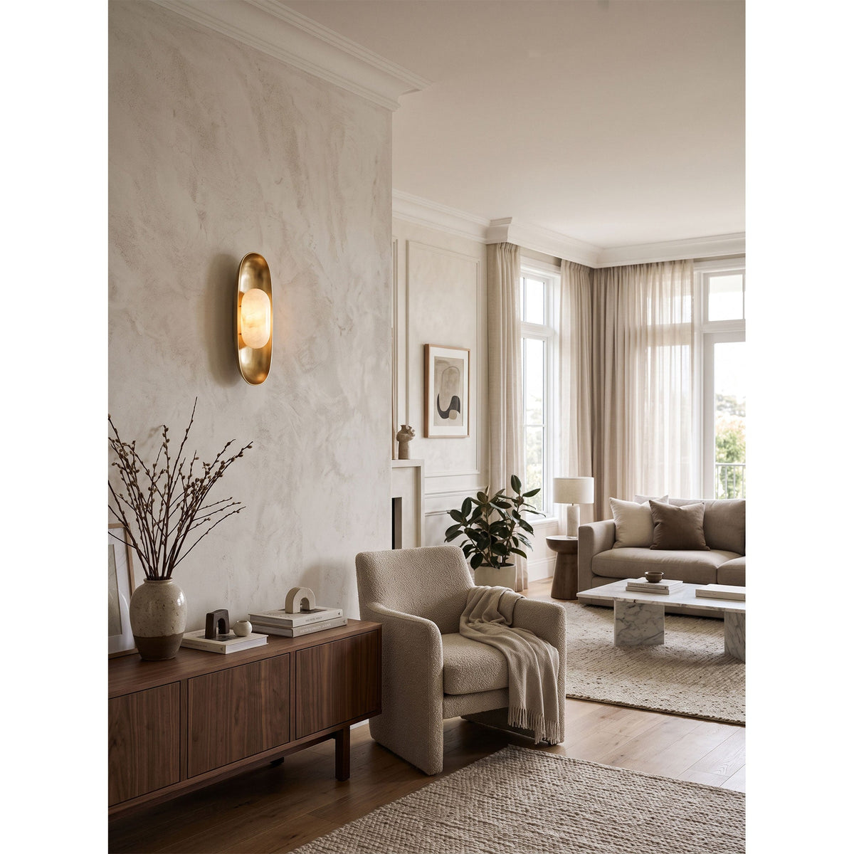 Esculpa Alabaster Wall Sconce