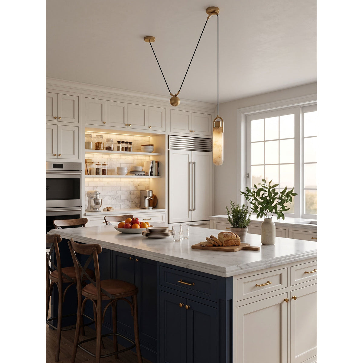 Flint Alabaster Counterweight Pendant Lamp