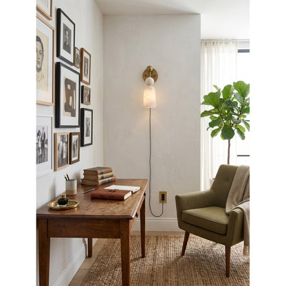 Flume Alabaster Plug-in Wall Sconce