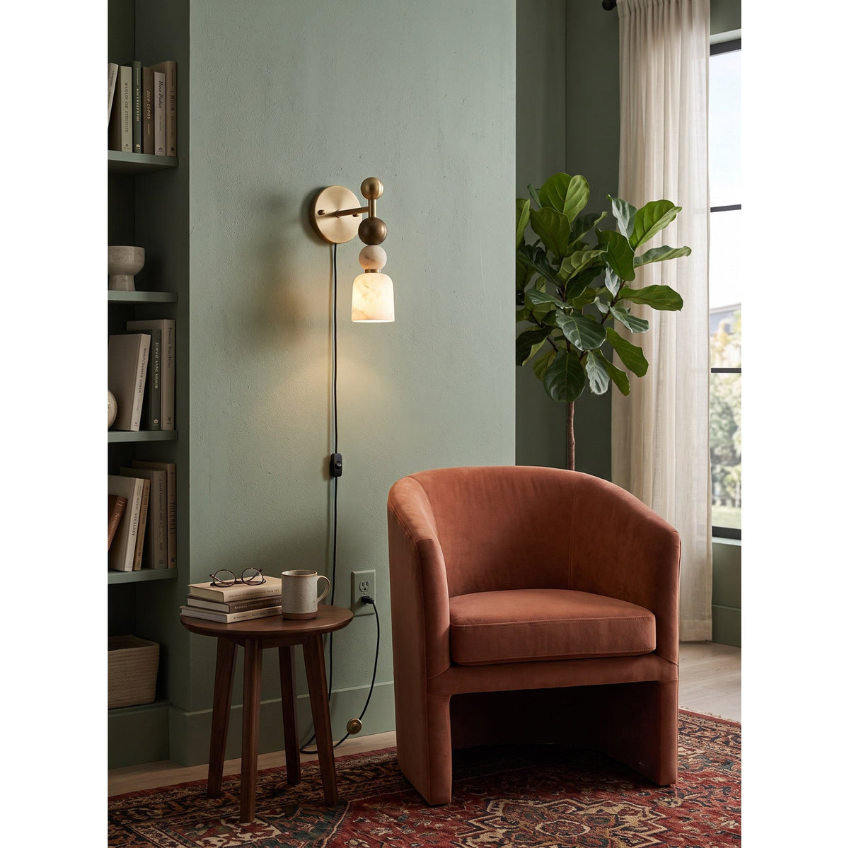 Flume Alabaster Plug-in Wall Sconce