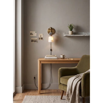 Flume Alabaster Plug-in Wall Sconce