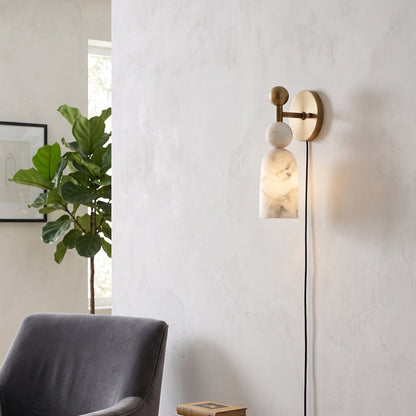 Flume Alabaster Plug-in Wall Sconce