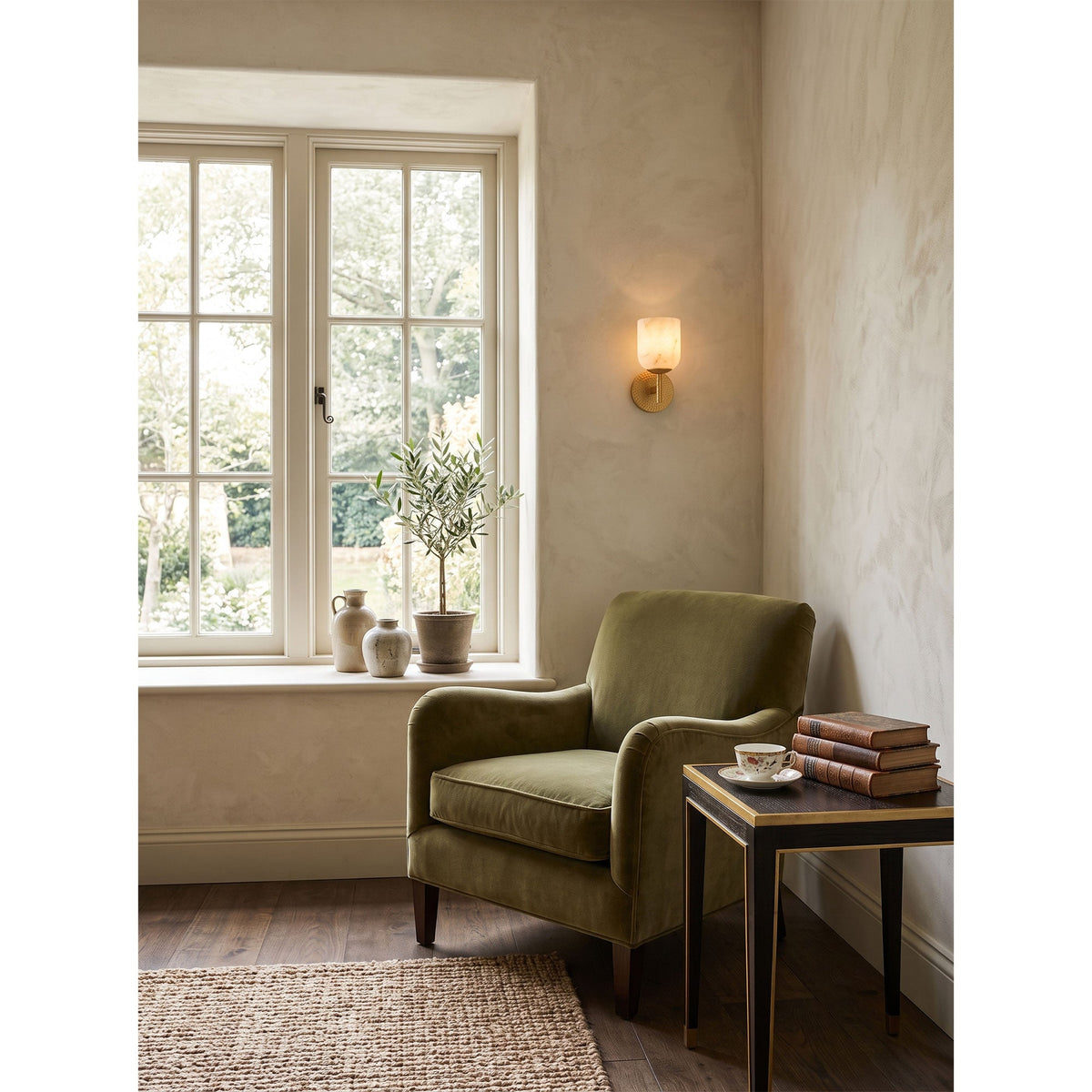 Garrison Alabaster Hammered Wall Sconce