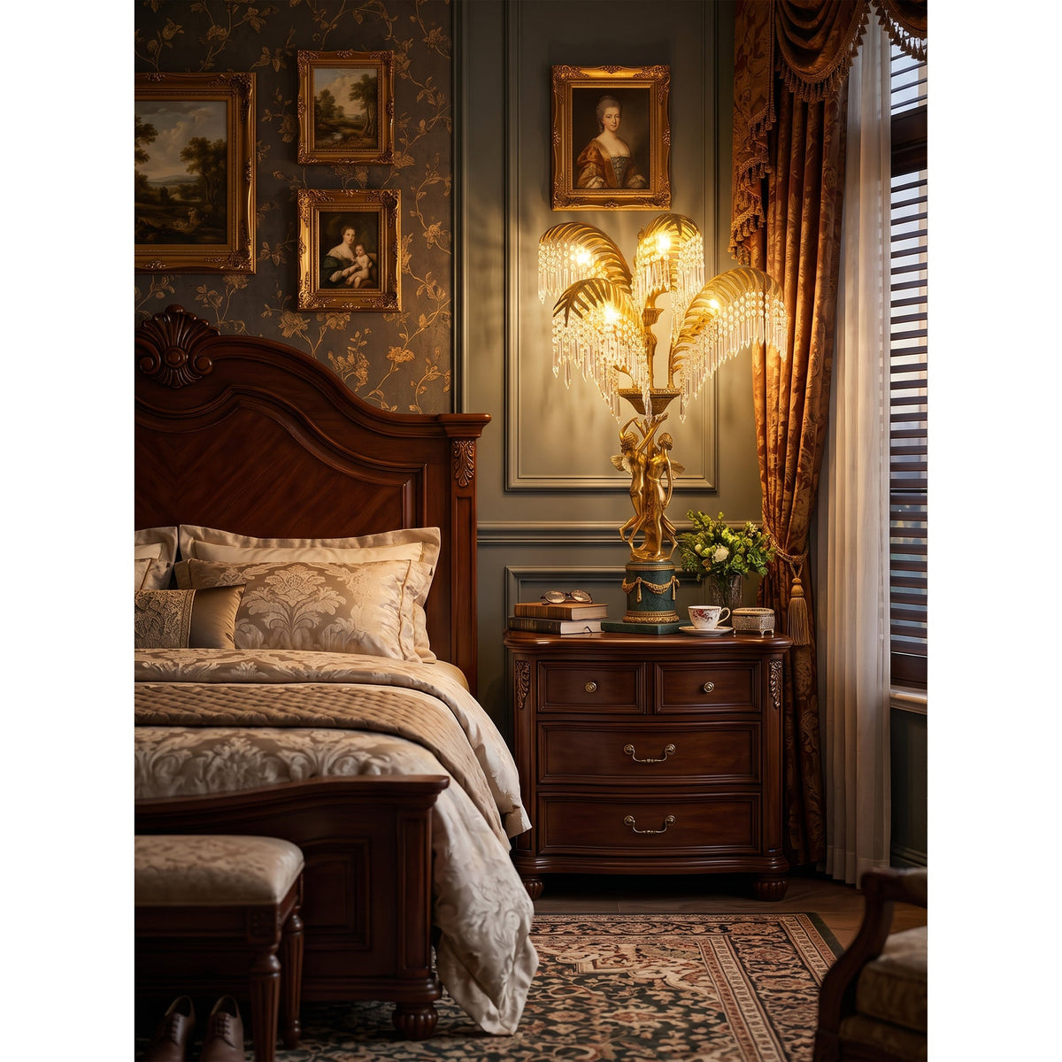 Gratia Crystal Palm Table Lamp
