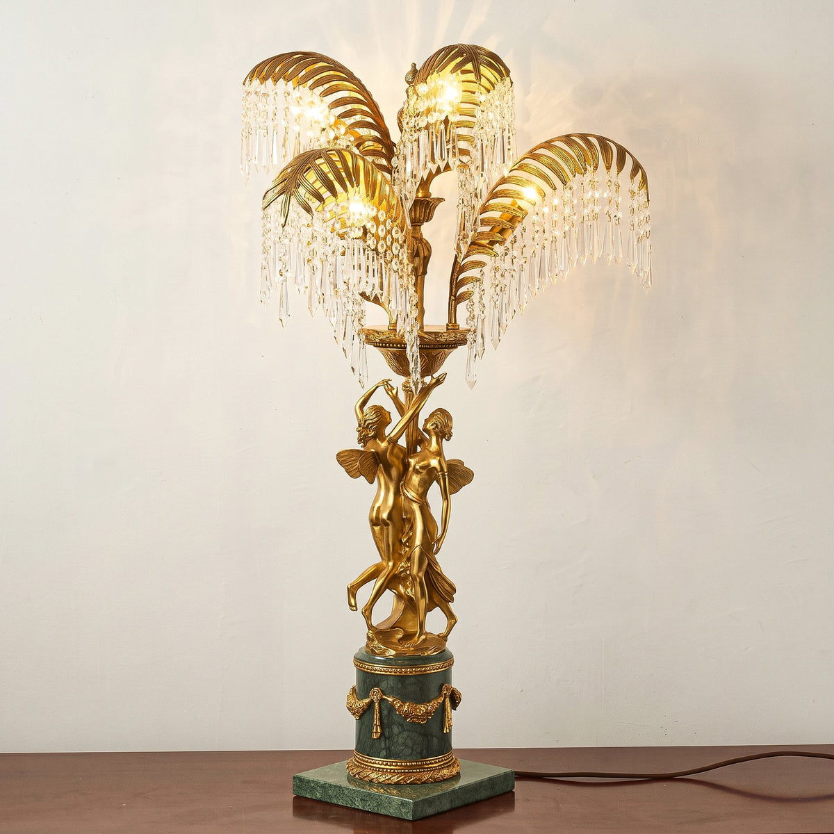 Gratia Crystal Palm Table Lamp
