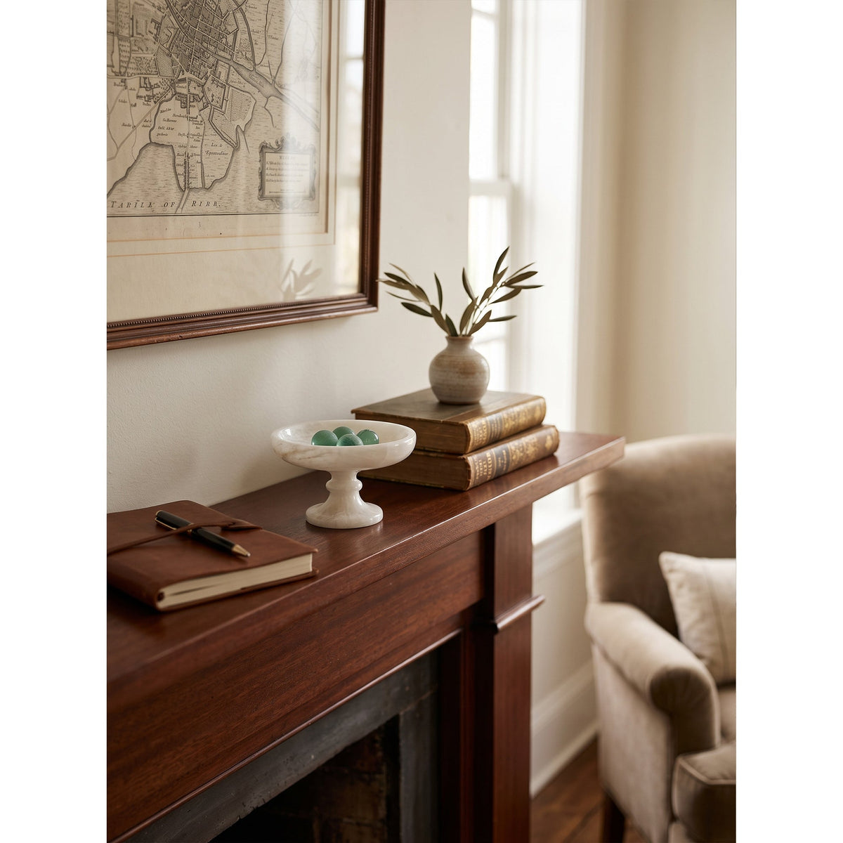Harlow White Onyx Pedestal Bowl