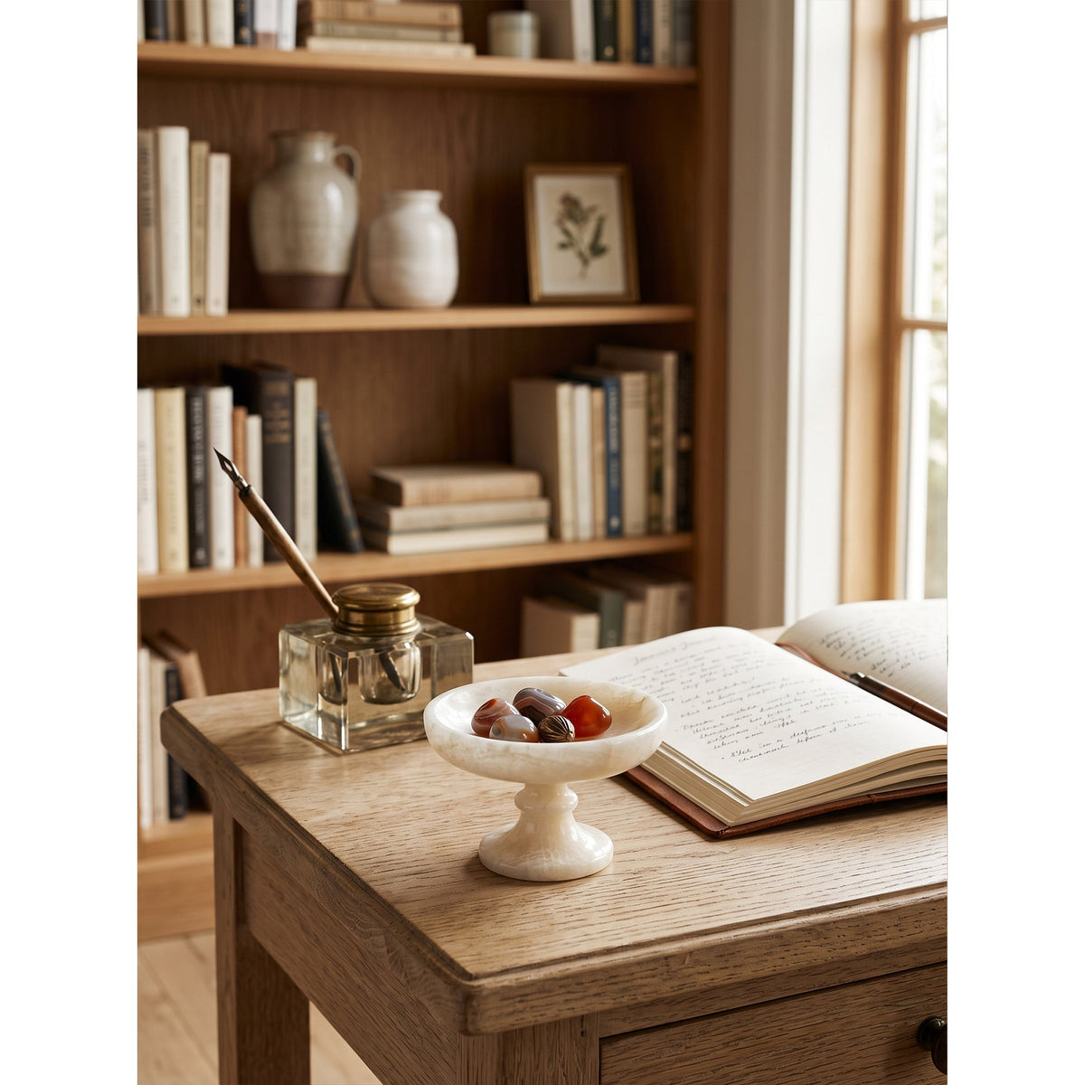 Harlow White Onyx Pedestal Bowl