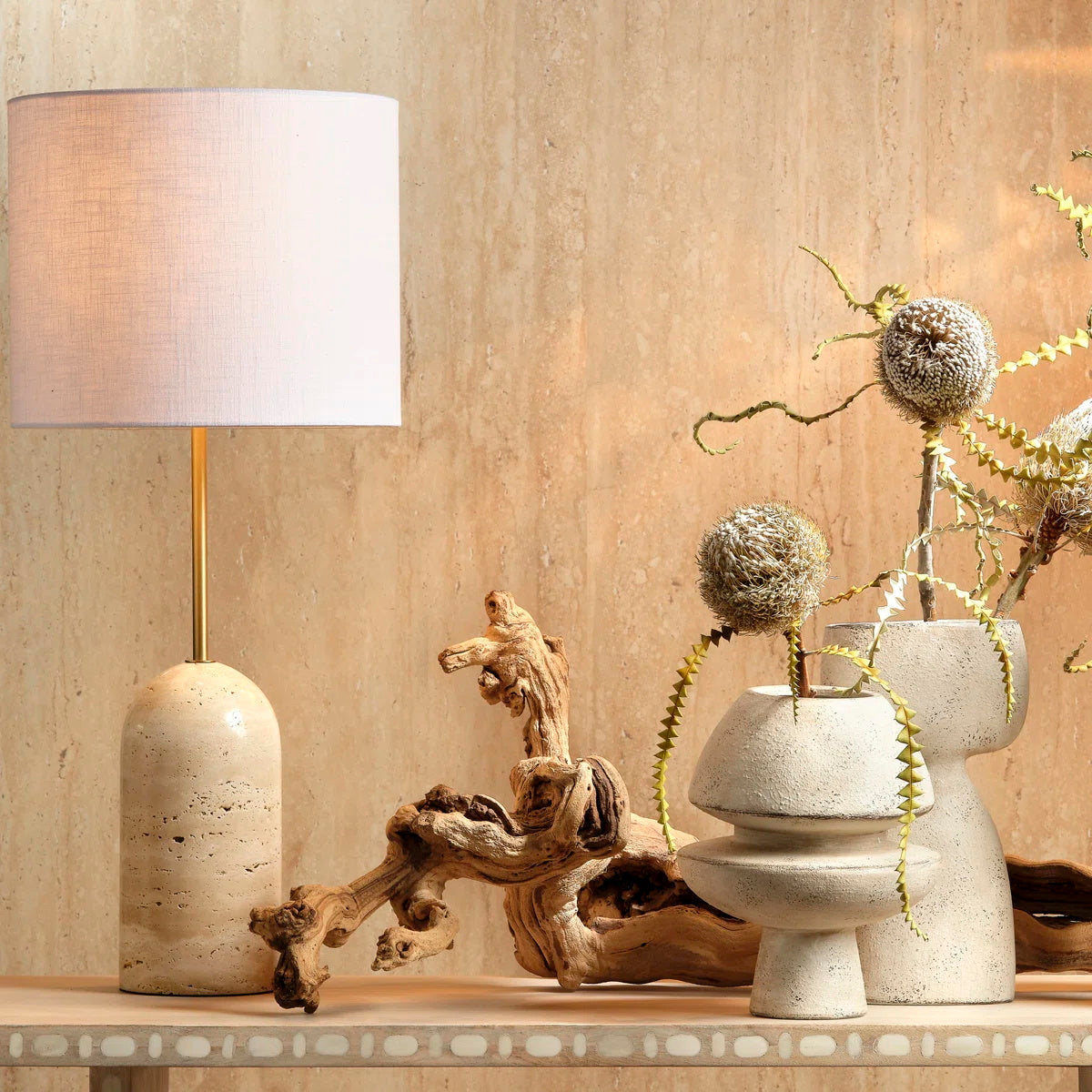 Holt Travertine Table Lamp
