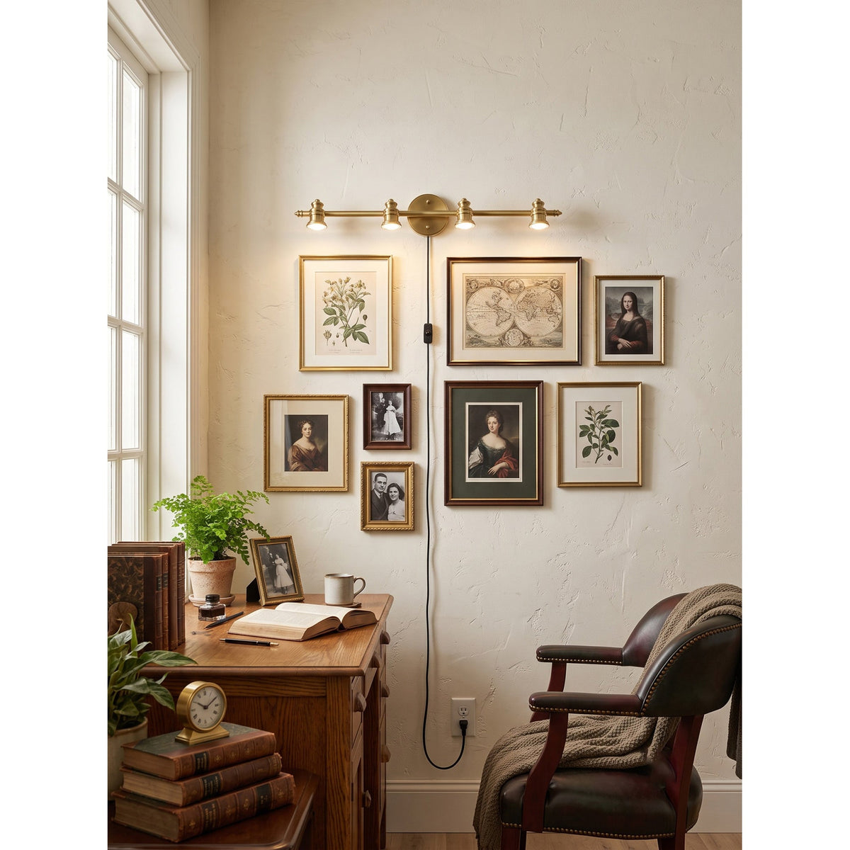 Halophane Brass Plug-in Wall Sconce