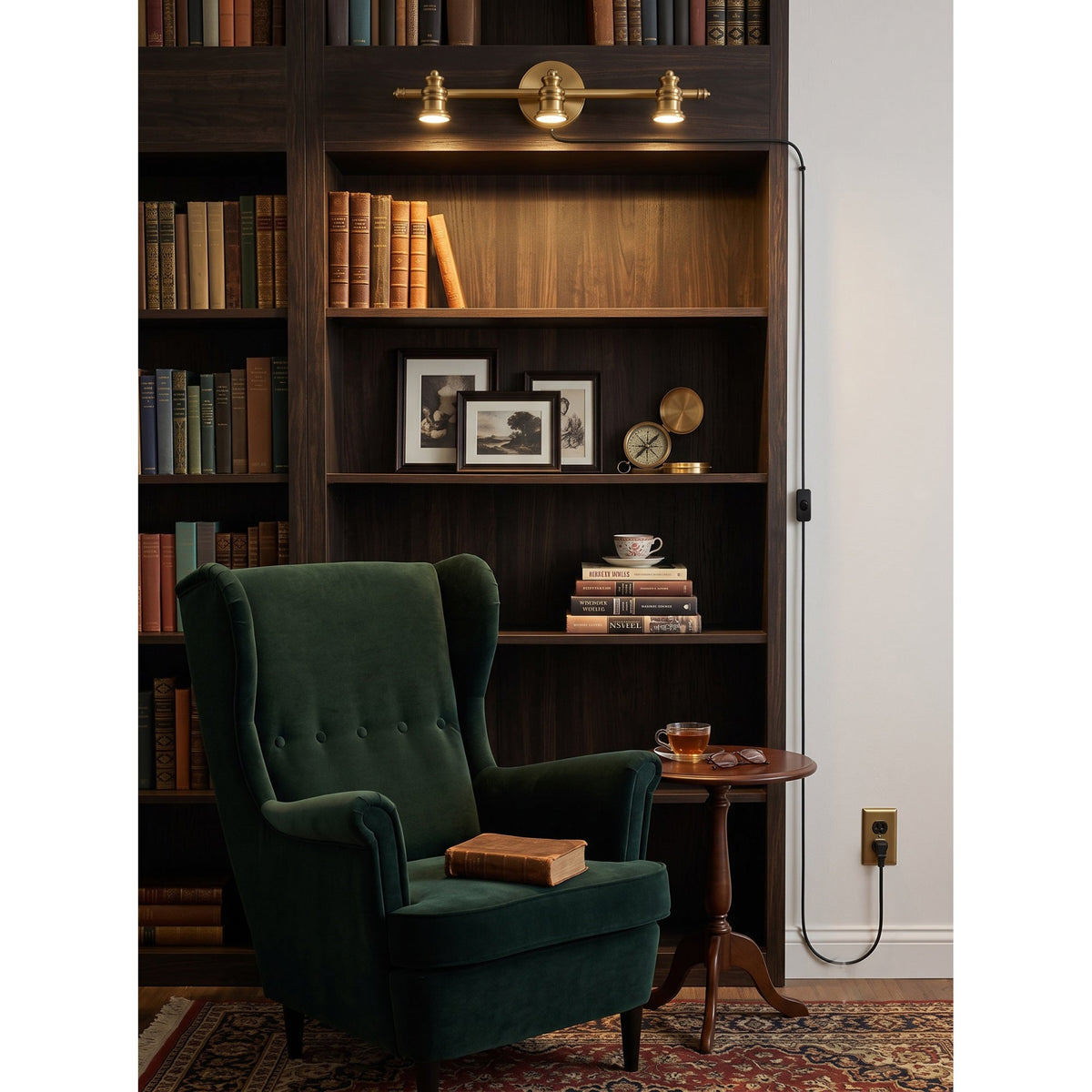 Halophane Brass Plug-in Wall Sconce