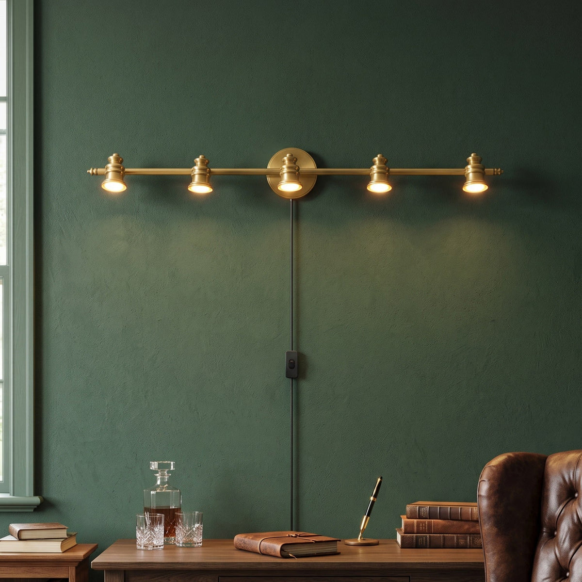 Halophane Brass Plug-in Wall Sconce