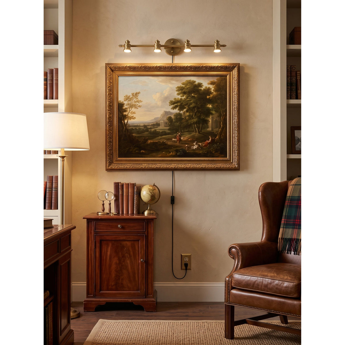 Halophane Brass Plug-in Wall Sconce