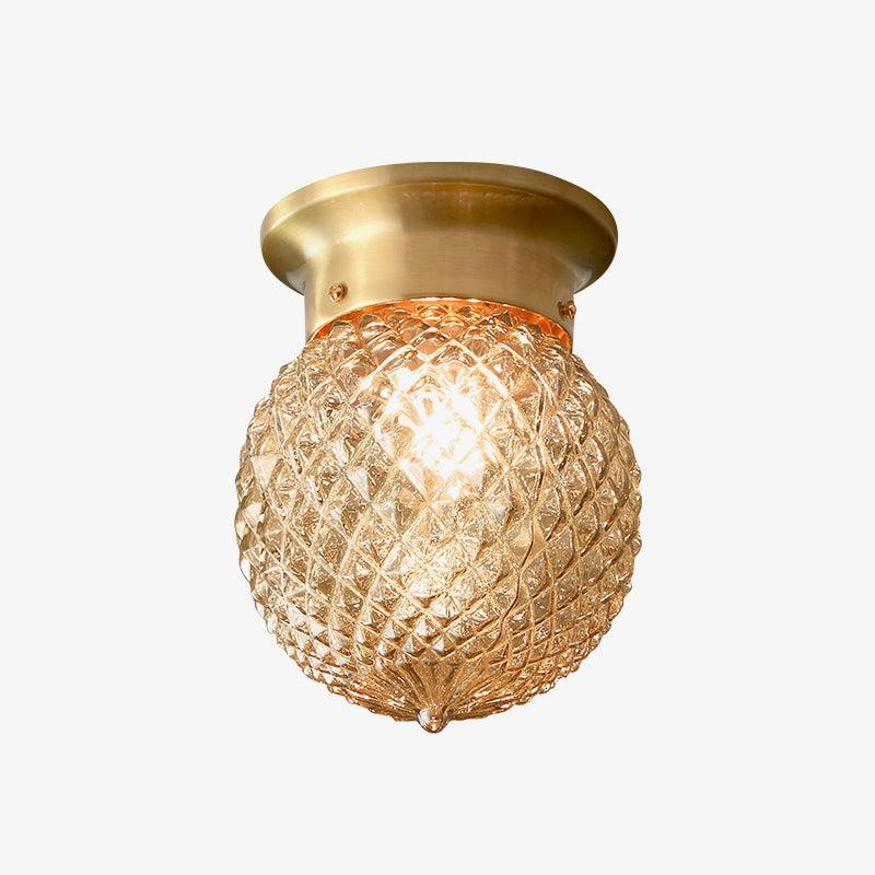 Reeded Globe Flush Ceiling Light