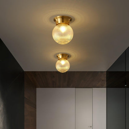 Reeded Globe Flush Ceiling Light