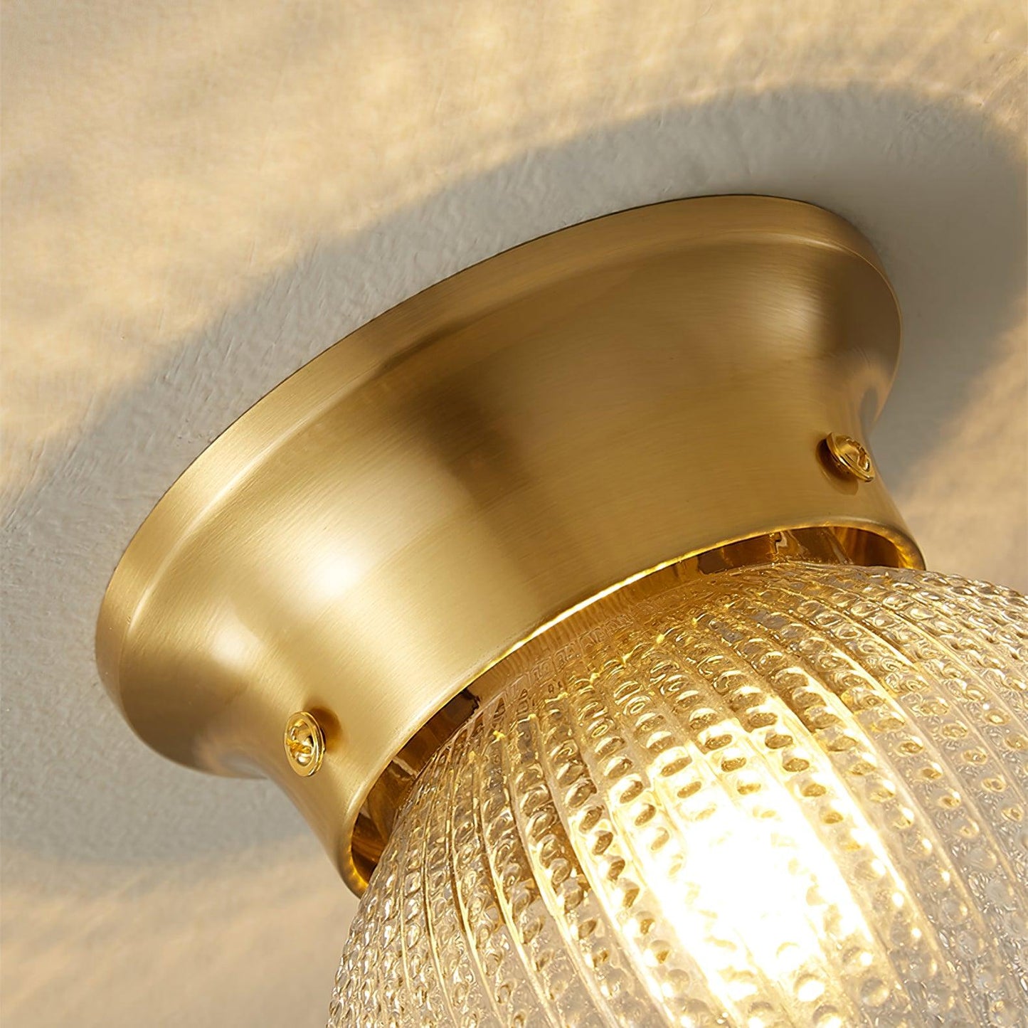 Reeded Globe Flush Ceiling Light