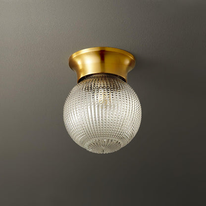Reeded Globe Flush Ceiling Light