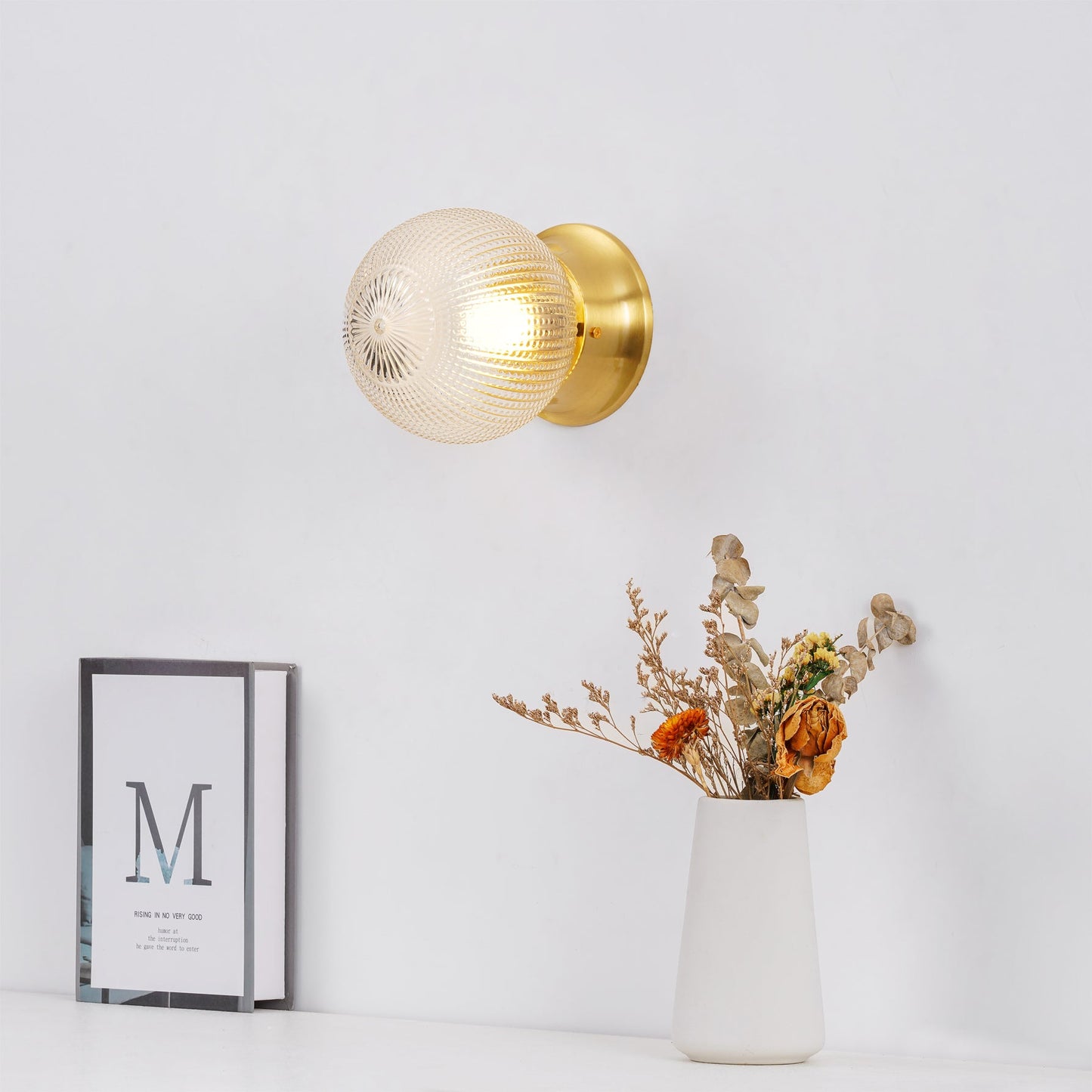 Reeded Globe Flush Ceiling Light