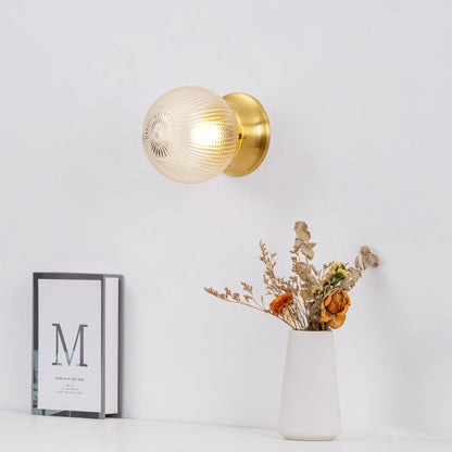 Reeded Globe Flush Ceiling Light