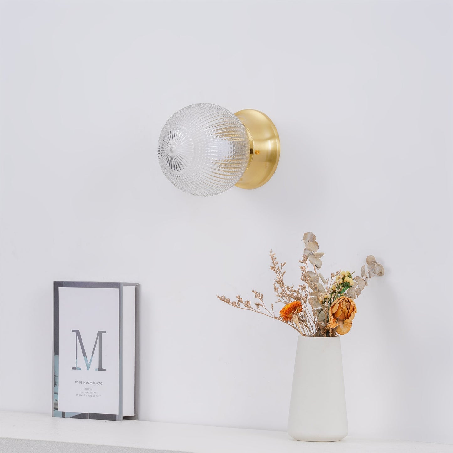 Reeded Globe Flush Ceiling Light