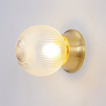 Reeded Globe Flush Ceiling Light