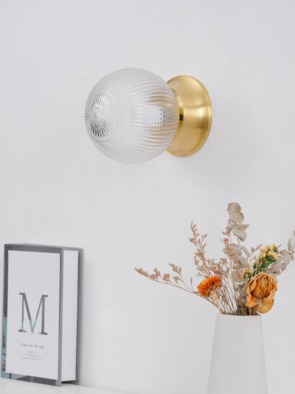 Reeded Globe Flush Ceiling Light
