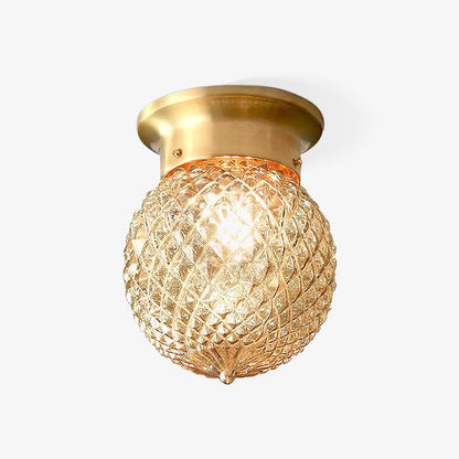 Reeded Globe Flush Ceiling Light