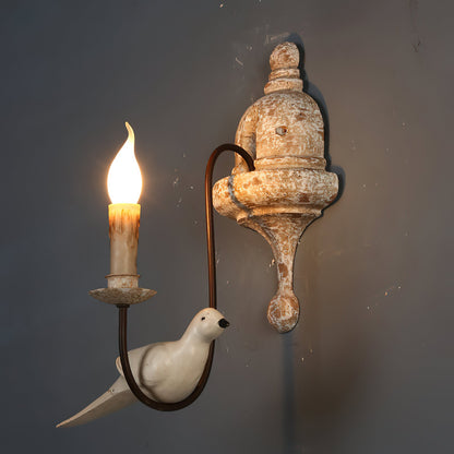 Retro Wooden Bird Wall Lamp