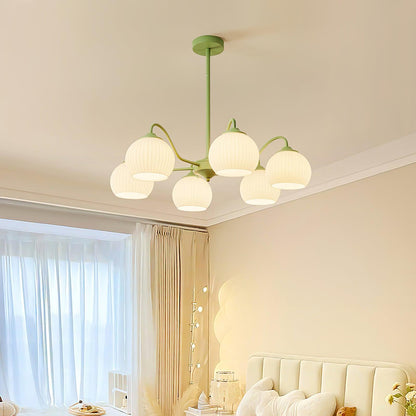 Ribbed Glass Matcha Chandelier