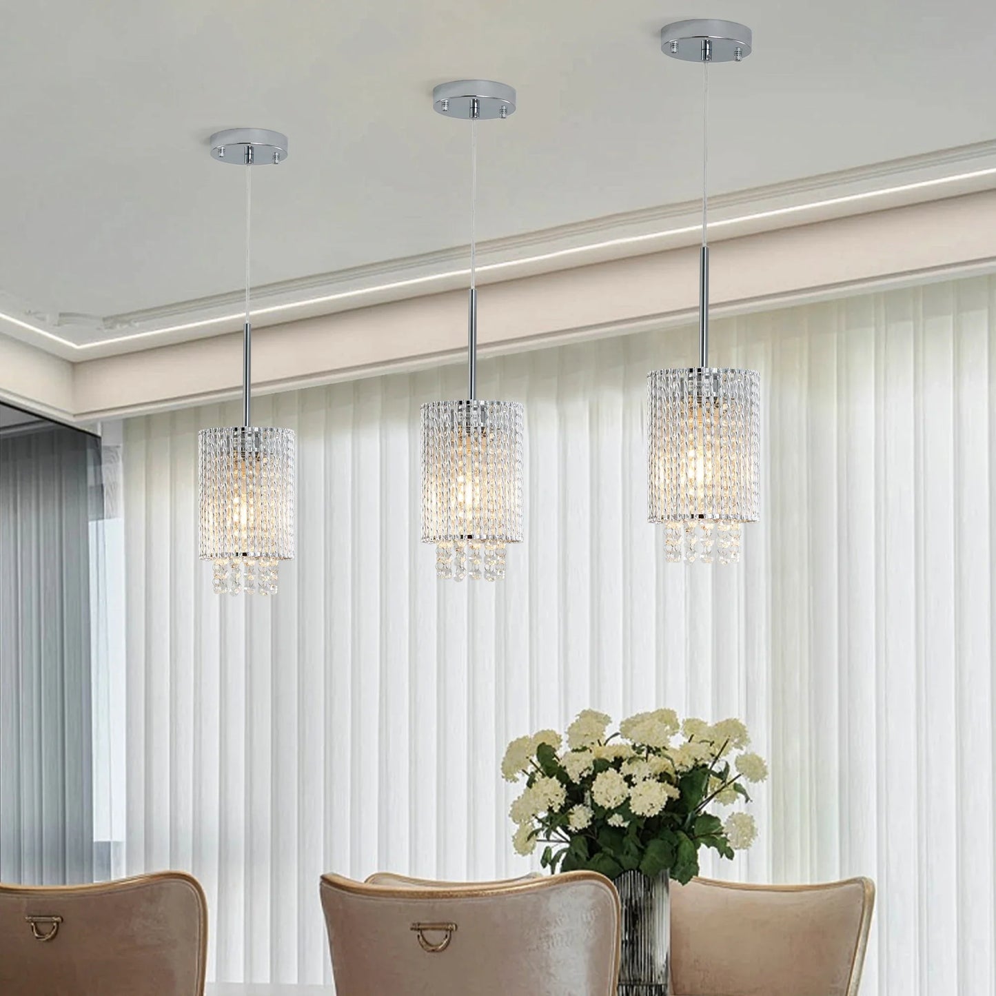 Alleri Crystal Pendant Lights, Set Of 3