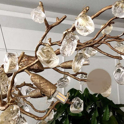Albero Copper & Natural Crystal Stone Chandelier