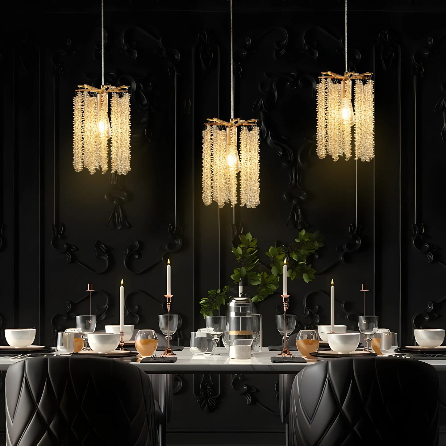 Albero Crystal Pendant Lights, Set Of 3