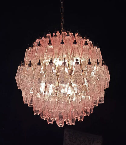 Spherical Murano Poliedri Pink Glass Chandelier