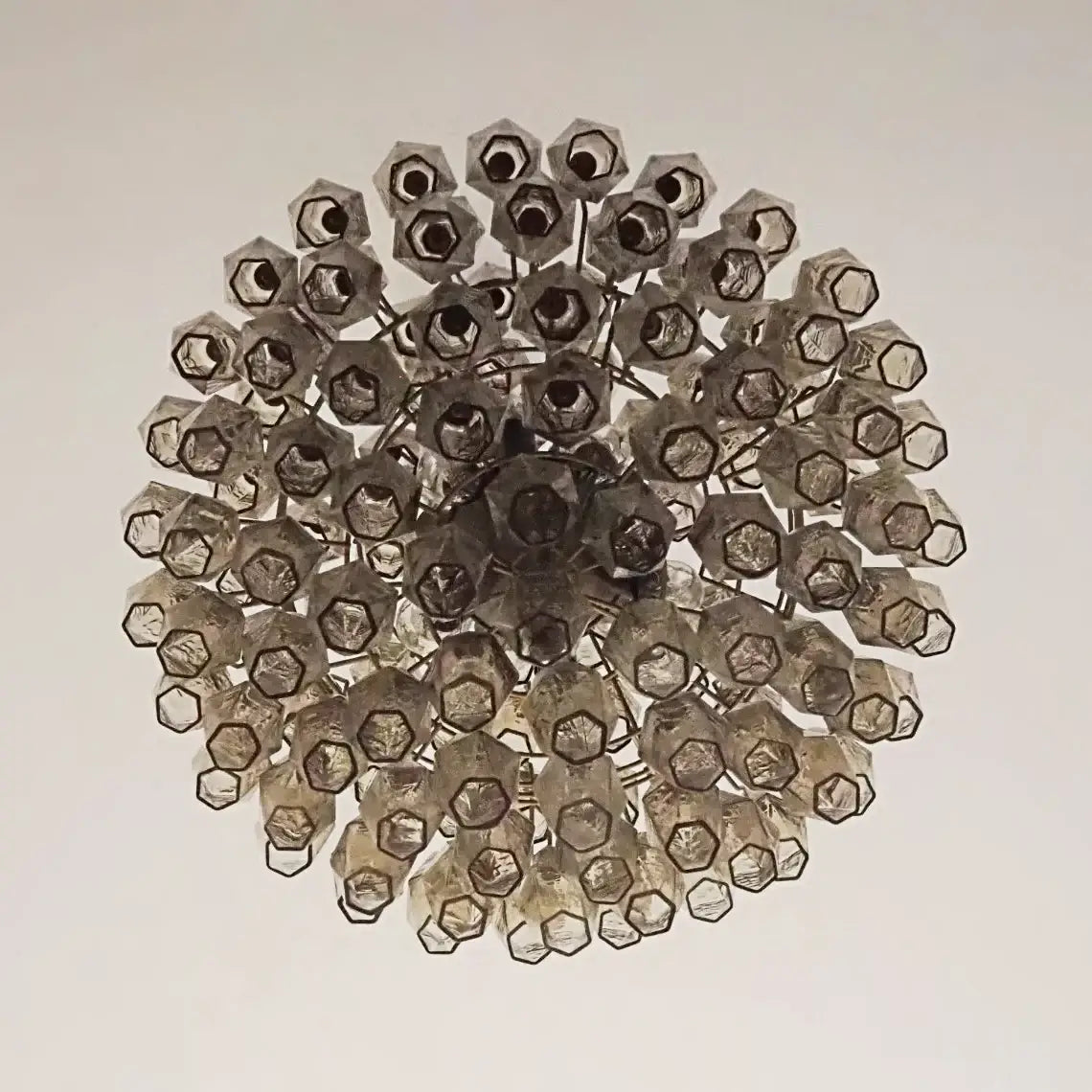 Spherical Murano Poliedri Smoked Glass Chandelier